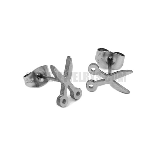 Scissors Biker Earrings Studs Stainless Steel Jewelry Classic Silver Shear Biker Earring SJE370157 - Click Image to Close